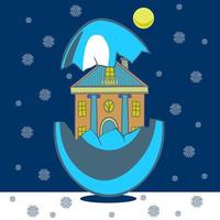 Christmas house in an eggshell vector