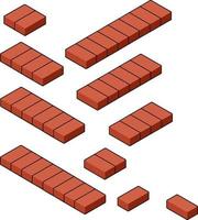 Red brick wall of house. Element of building construction. Corner of Stone object. Isometric illustration. Symbol of protection and security vector