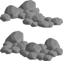 conjunto de piedras de granito gris de diferentes formas. elemento de la naturaleza, montañas, rocas, cuevas. minerales, cantos rodados y adoquines. ilustración plana de dibujos animados vector