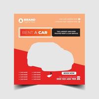 Rent a car social media post banner template or square flyer vector