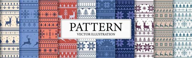 Set 10 pcs colorful christmas background patterns - Vector