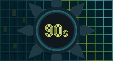 90's design with a neon style. Dark background with holographic shape, retro, color, banner vector