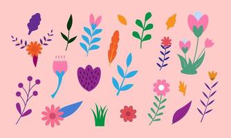 trendy  floral and leaf illustration vector