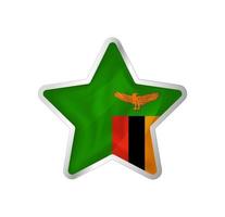 Zambia flag in star. Button star and flag template. Easy editing and vector in groups. National flag vector illustration on white background.