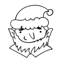 Christmas elf coloring book on white background. Doodle vector illustration.