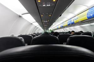 Indonesia - November 13, 2021, Inside view of airplane from the perspective of passenger seat photo