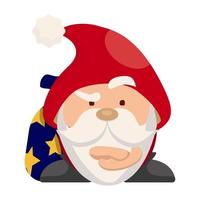 A perplexed Santa Claus with a bag of presents. The character is waiting for an explanation vector