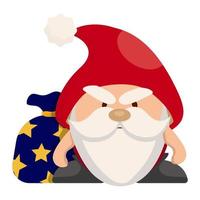 Evil Santa Claus with a bag of presents. The character is angry vector