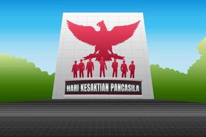 Background of the National Commemoration of the Indonesian Nation. Hari Kesaktian Pancasila which means Pancasila Sanctity Day vector