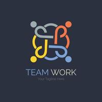 team work connection people logo design template for brand or company and other vector