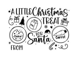 Christmas Dear Santa Tray lettering greeting card. Hand-drawn lettering poster for Christmas. Merry Christmas Santa Plate quotes calligraphy lettering vector illustration.