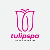 logotipo floral del cuidado de la belleza del balneario del tulipán vector