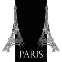 ilustración de dibujo a mano vectorial con dos torres eiffel en blanco y negro vector