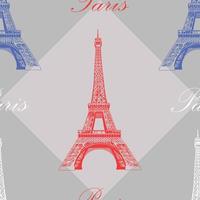 Seamless pattern with Eiffel tower on gray background vector