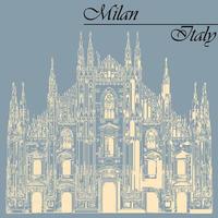 Milan Cathedral in Italy on blue background vector