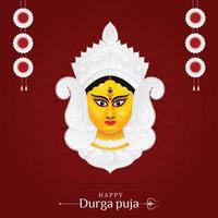 ilustraciones felices de durga puja. cara de durga feliz navidad vector