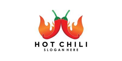 hot chili logo design with creative concept premium vector