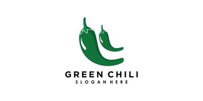 diseño de logotipo de chile verde con vector premium de concepto creativo
