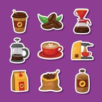 Coffee Day Stickers Collection vector