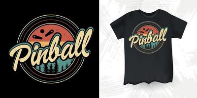 divertido pinball asistente retro vintage pinball player diseño de camiseta vector