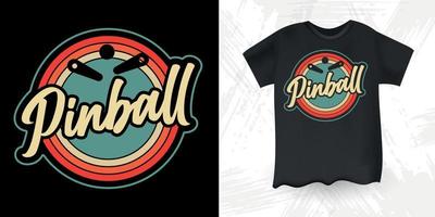 divertido pinball asistente retro vintage pinball player diseño de camiseta vector