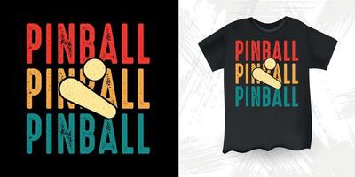 divertido pinball asistente retro vintage pinball player diseño de camiseta vector
