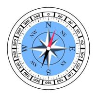 Compass with red black arrow and wind rose vector