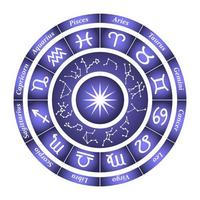 A circle of twelve zodiac signs with constellations vector