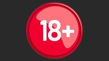 Red sign banner age limit 18 plus on black background vector