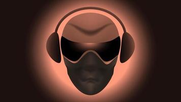 Dj head in a mask and with headphones vector