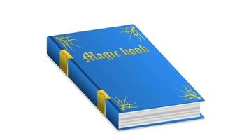 el libro azul de la magia con el titulo vector