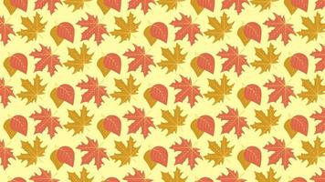 Red and yellow maple leaves and other tree leaves pattern vector