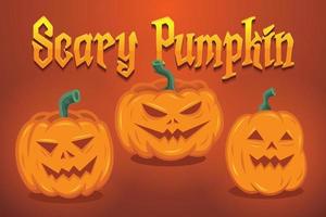 Scary Pumpkin and Ghost Halloween Trick Or Treat Vector Illustration Jack o lantern