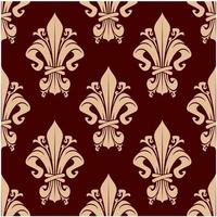 Brown vintage fleur-de-lis floral pattern vector