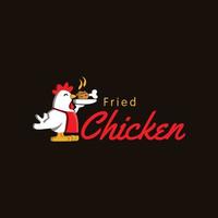 illustration of a chicken carrying fried chicken makes a good logo vector