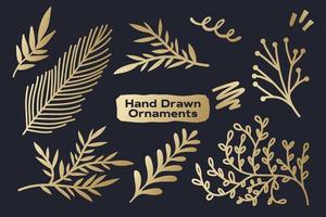 Hand Drawn Floral Ornaments Vector Design Element Collection