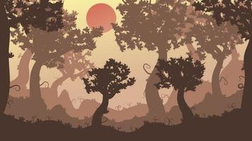 Forest Landscape With Sun vector