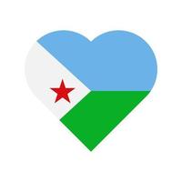 corazón de bandera de vector de yibuti aislado sobre fondo blanco