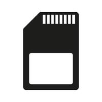 tarjeta de memoria icono de vector negro sobre fondo blanco