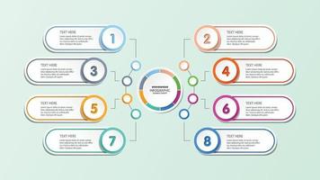 Basic circle infographic template with 8 steps, process or options, process chart, Used for process diagram, presentations, workflow layout, flow chart, infograph. Vector eps10 illustration.