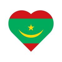 mauritania, vector, bandera, corazón, aislado, blanco, plano de fondo vector