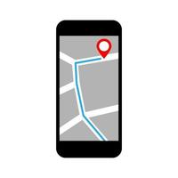 Smartphone map vector icon on white background