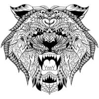 Tiger head line art vector