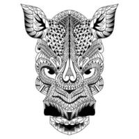 Rhino head line art vector