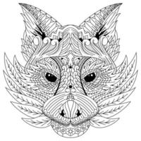 Raccoon head line art vector