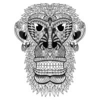 Monkey head line art vector