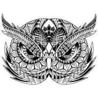 Owl head line art vector