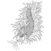 Koi fish line art vector