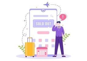 Ticket Travel Online Booking Service App on Smartphone Template Hand Drawn Cartoon Flat Illustration for Trip Planning vector