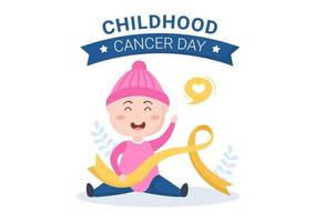 International Childhood Cancer Day Hand Drawn Cartoon Illustration on February 15 for Raising Funds, Promoting the Prevention and Express Support vector